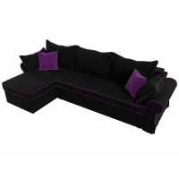 Угловой диван Элис (микровельвет чёрный фиолетовый) - Изображение 5